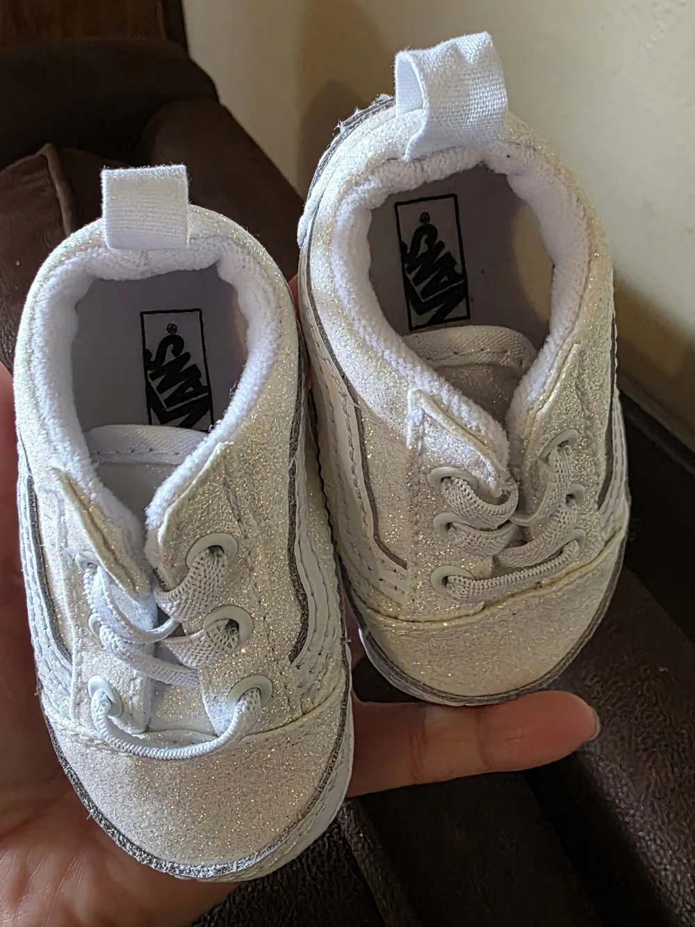 Vans Baby Glitter Lace-Up Sneakers - White